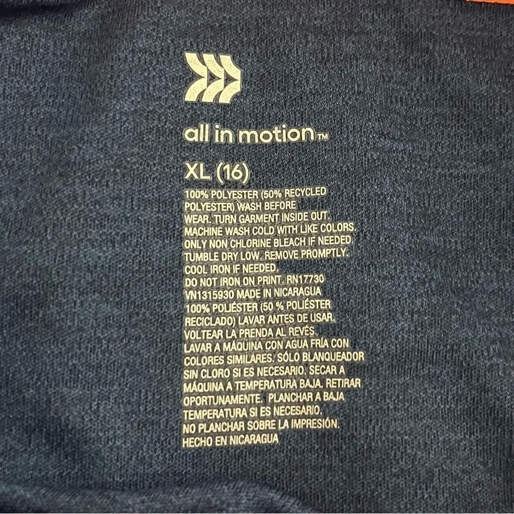 All in Motion Kids Navy and Orange Basketball Long Sleeve Tee